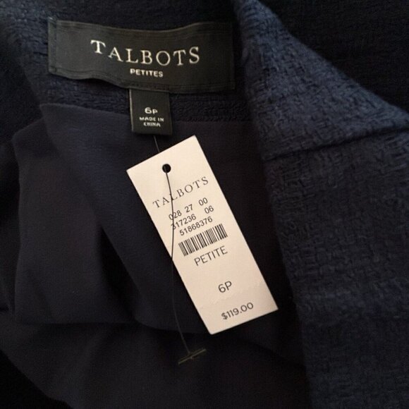 NWT Talbots Petite Size 6P Blue A-Line Skirt Fringe Sequin Border Cotton Blend - Picture 4 of 4